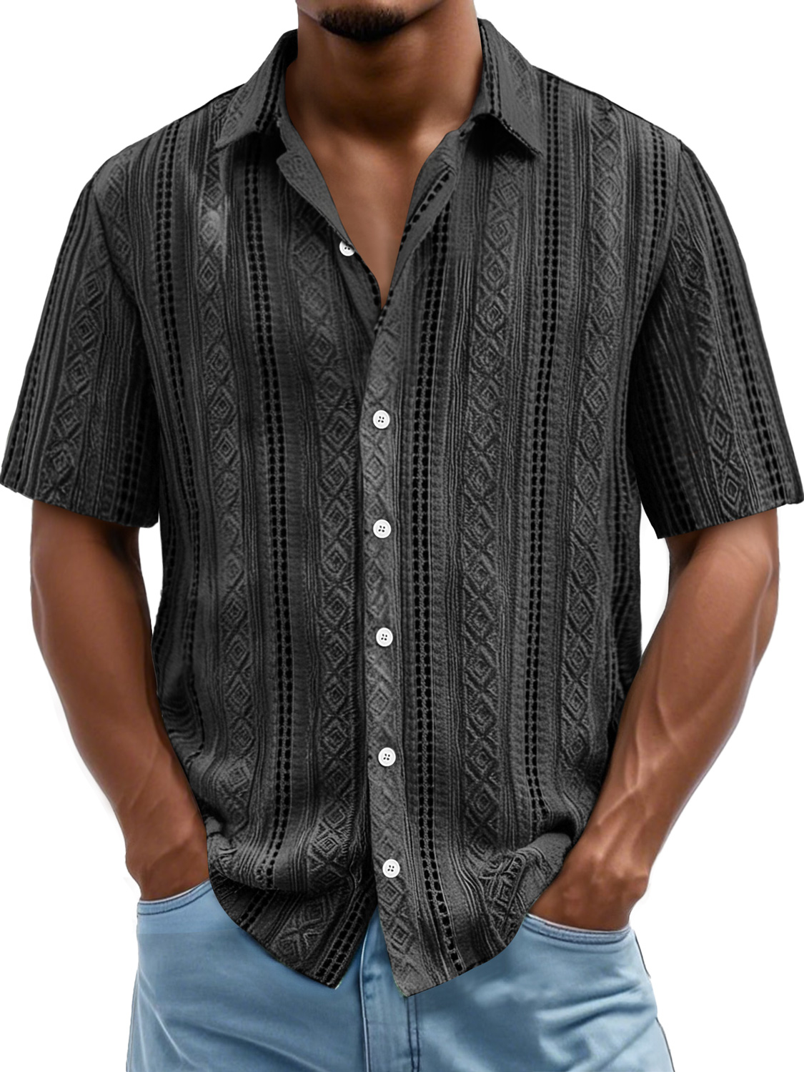 Men's Daily Simple Texture Casual Short-sleeved Shirt