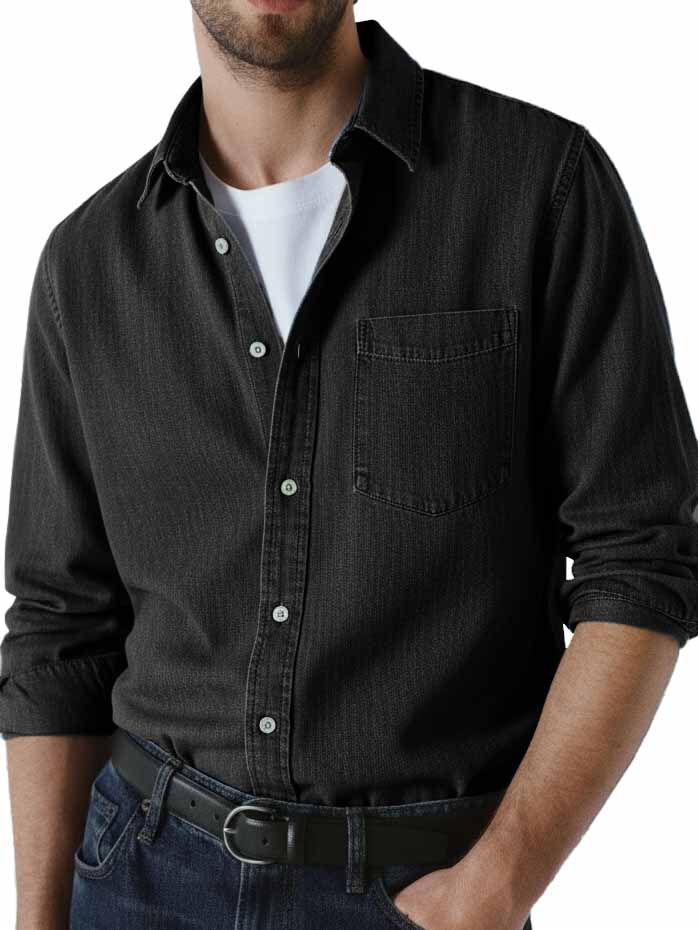 Men's Stylish Vintage Distressed Cotton Lapel Pocket Shirt