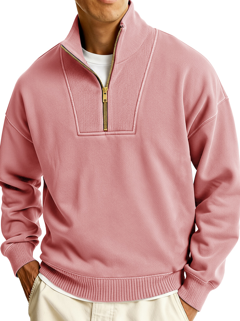 Men's Fashionable Sporty Casual Stand Collar Zipper Long-Sleeve Sweatshirt