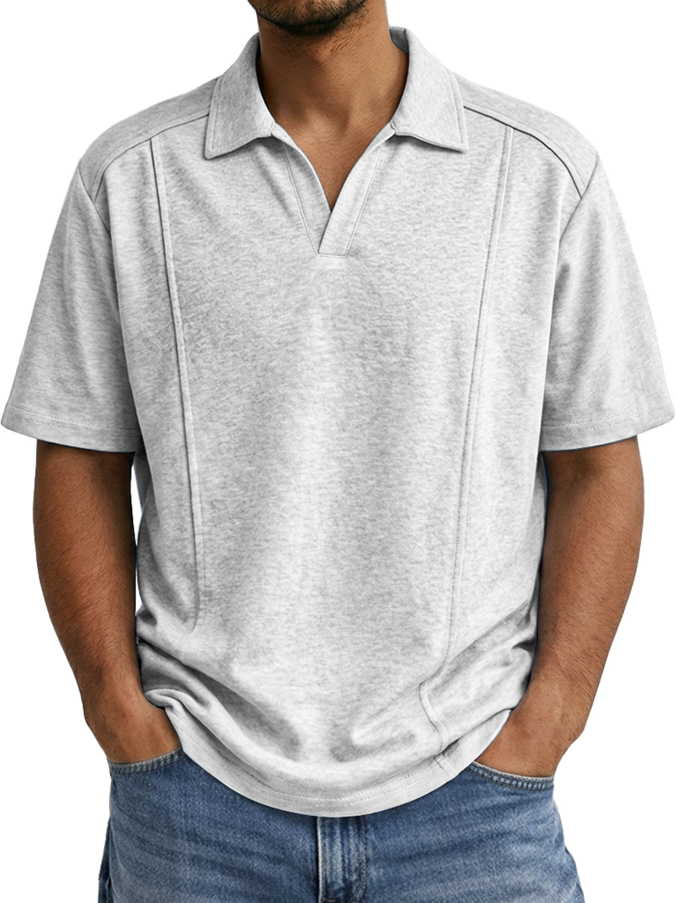 Men's Deconstructed Design Seagull Collar Casual Short-sleeved Polo Shirt