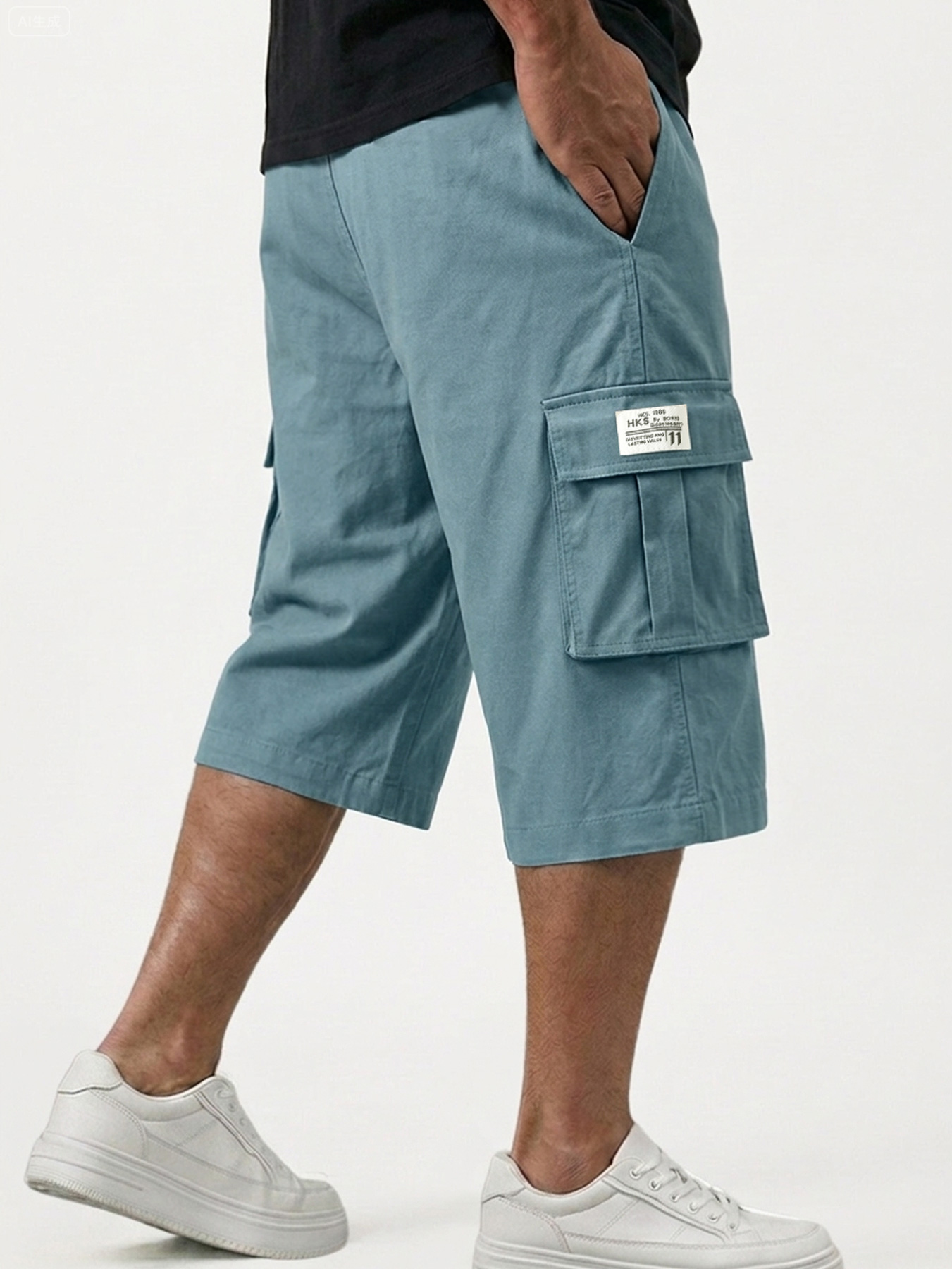 Men's Camouflage Multi-pocket Embroidered Logo Casual Work Shorts