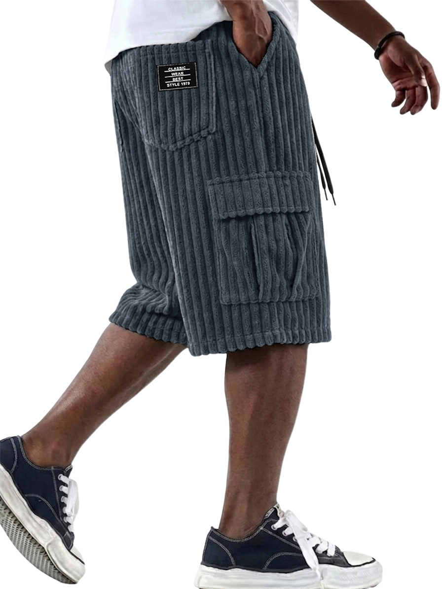 Men's Fashionable Retro Corduroy Multi-Pocket Cargo Shorts