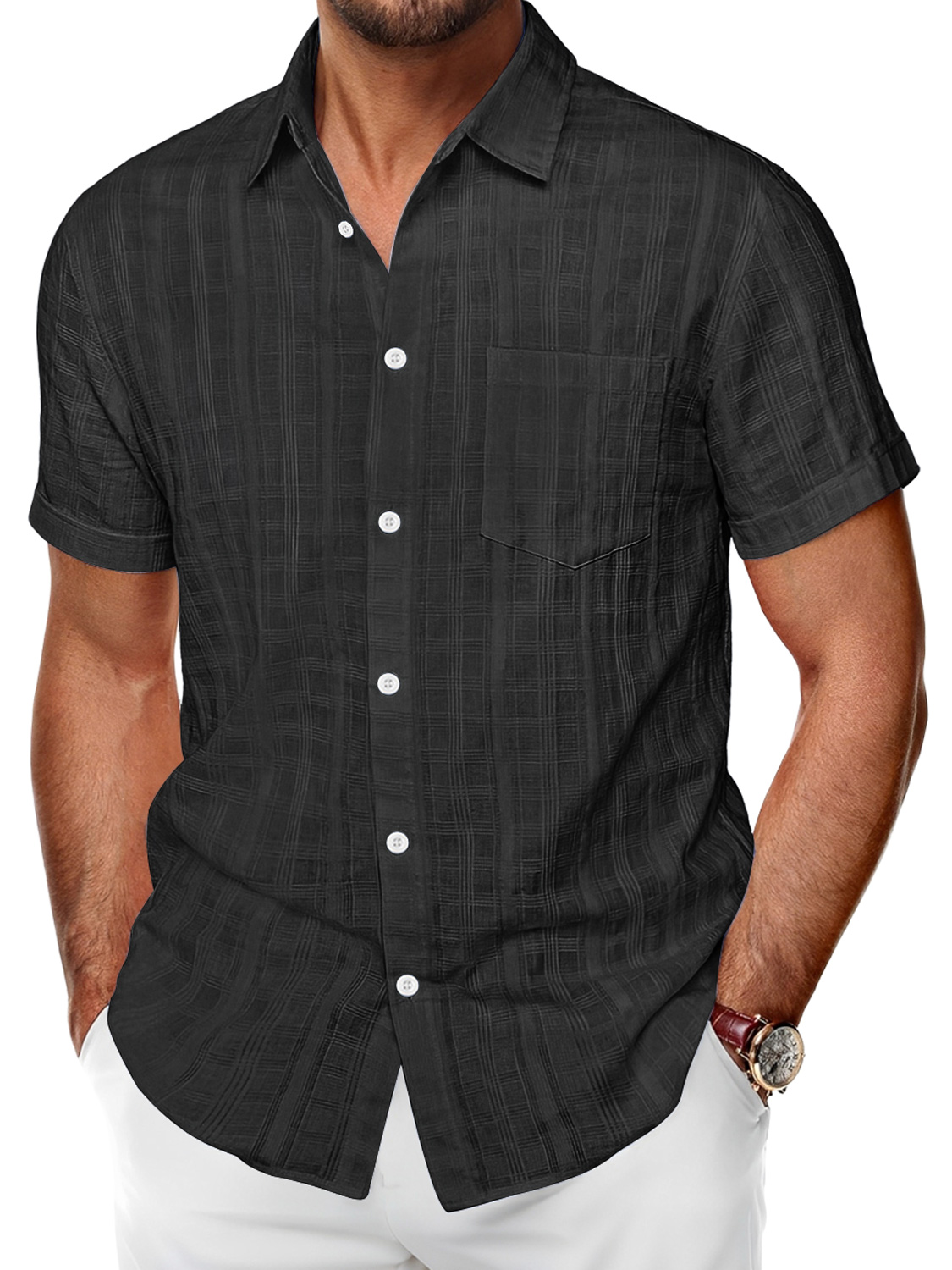 Men's Vintage Washed Cotton Stand Collar Pocket Casual Sleeveless Henley Vest