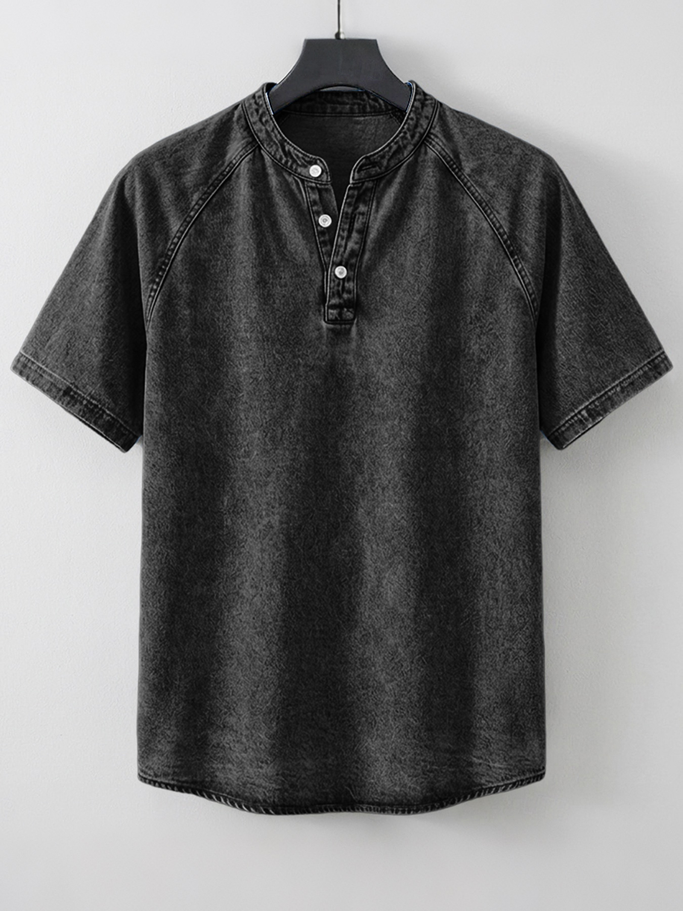 Men's Retro Raglan Casual Short-Sleeve Henley Shirt