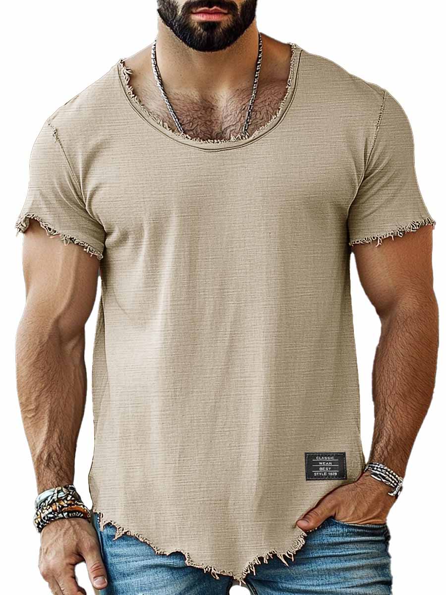 Men's Fashion Retro Embroidered Logo Short-sleeved T-shirt