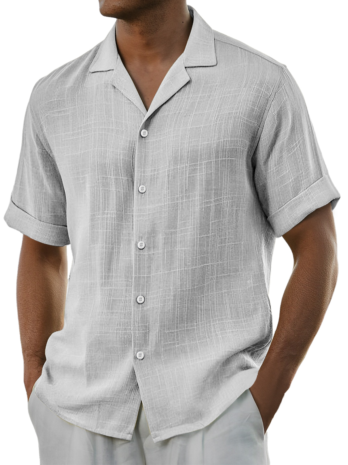Men's Daily Cotton And Linen Comfortable Casual Short-sleeved Shirt