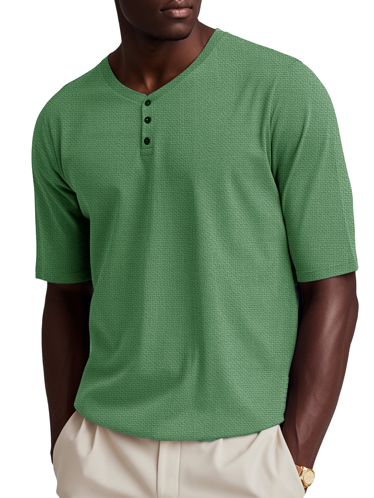 Men's Fashion Vintage Button Short Sleeve Henley T-Shirt