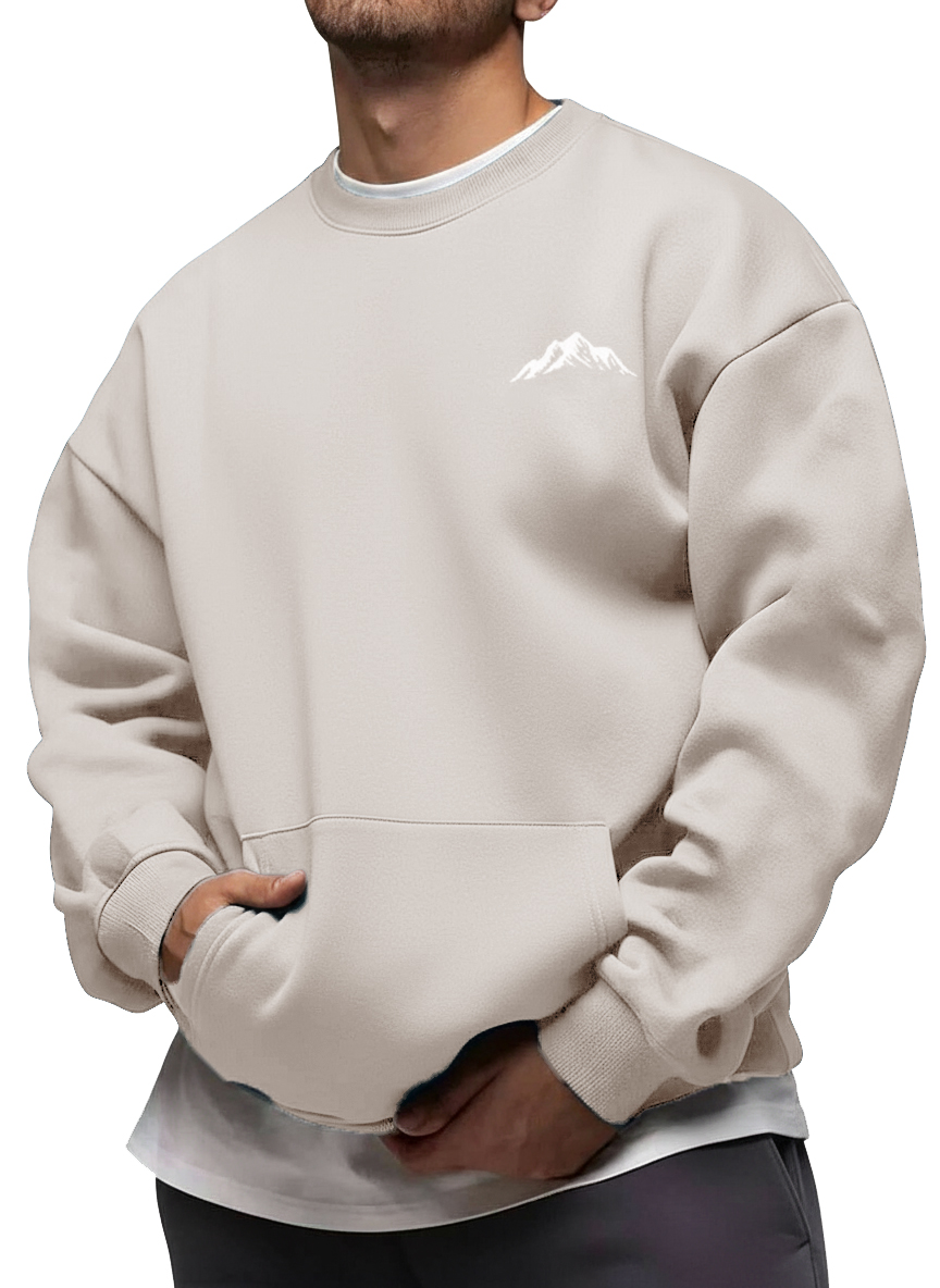 Men's Fashion Casual Printed Crew Neck Long-Sleeve Sweatshirt