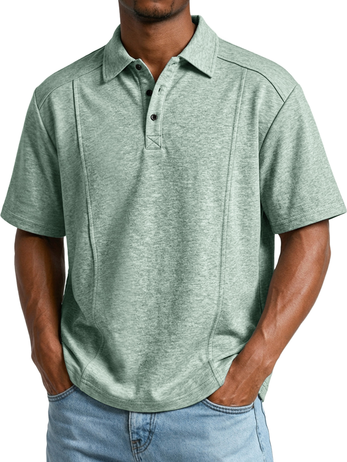 Men's Casual Deconstructed Lapel Short-Sleeve Button-Up Polo Shirt