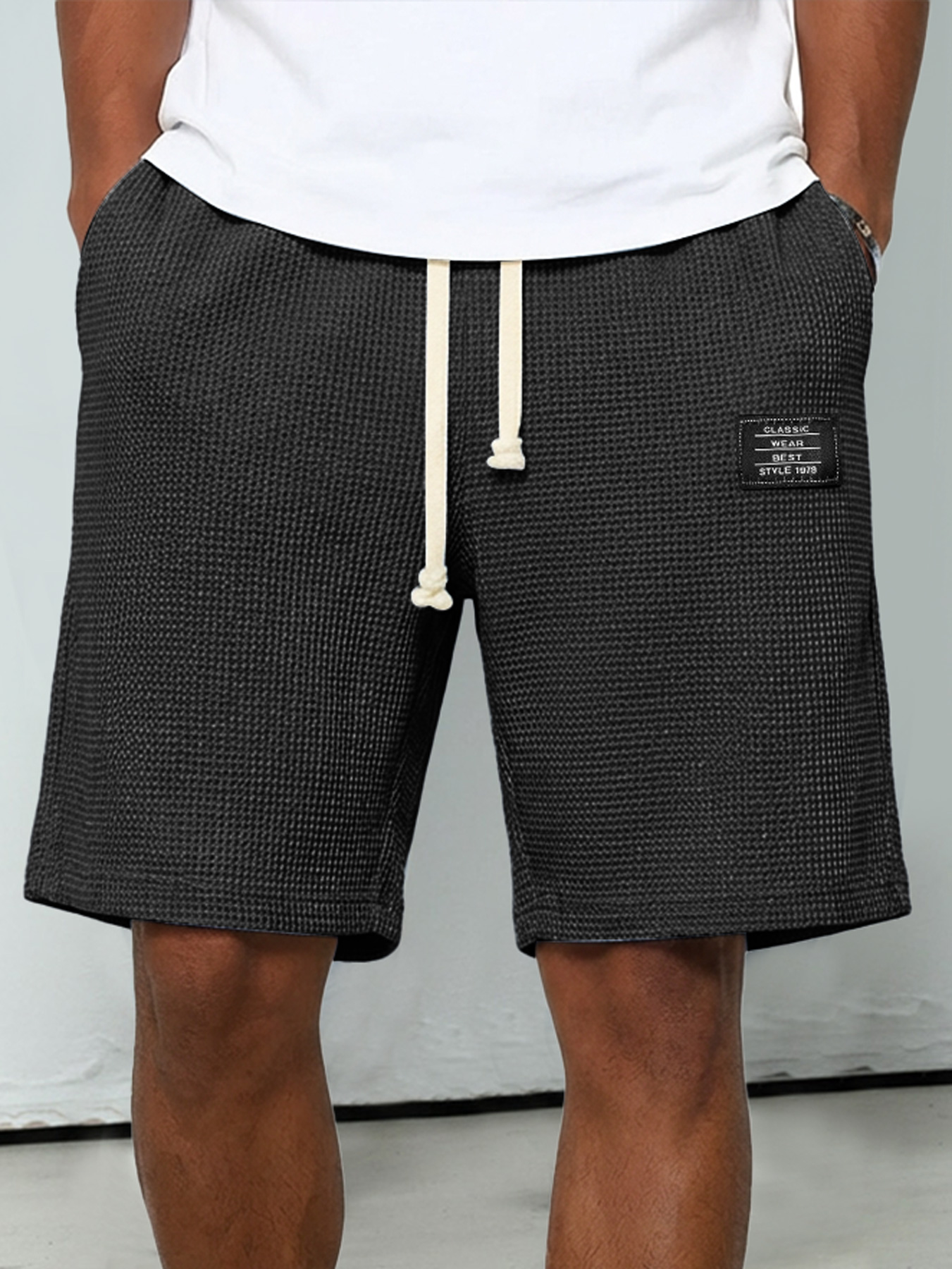 Men's Everyday Waffle-knit Shorts With Elastic Waistband And Logo Detail