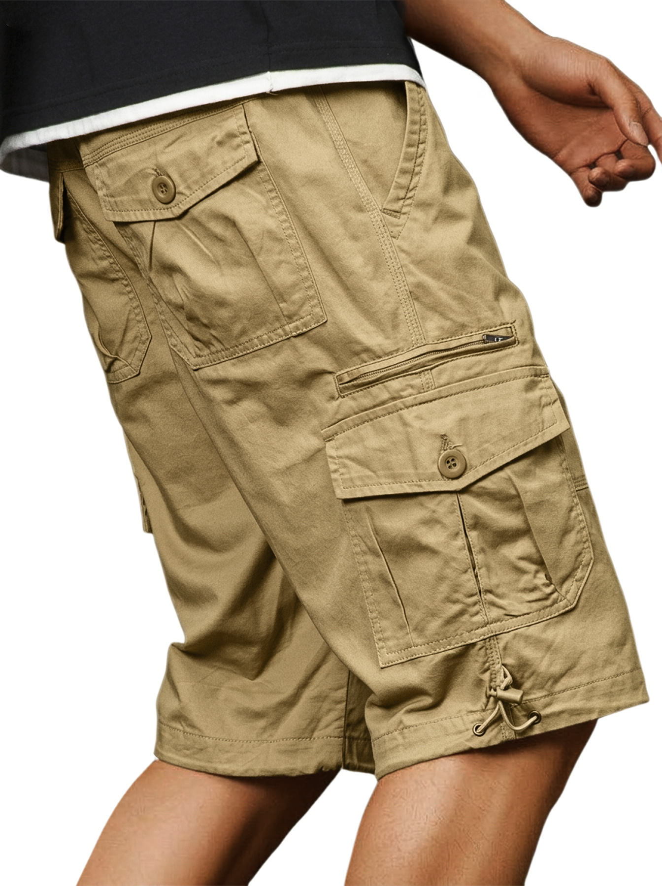 Men's Casual Cotton Multi-pocket Zipper Cargo Shorts