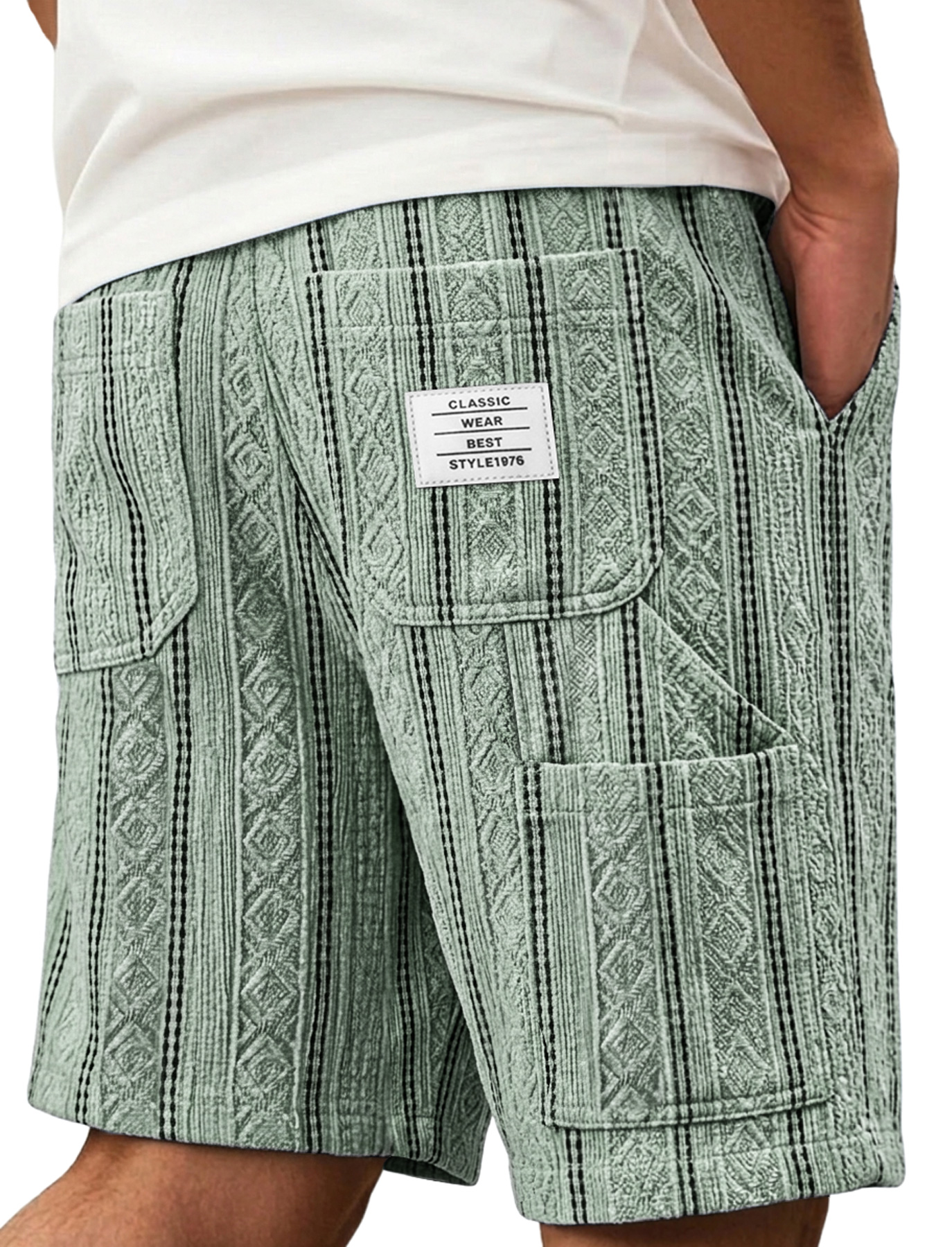 Men's Jacquard Textured Multi-pocket Casual And Comfortable Shorts