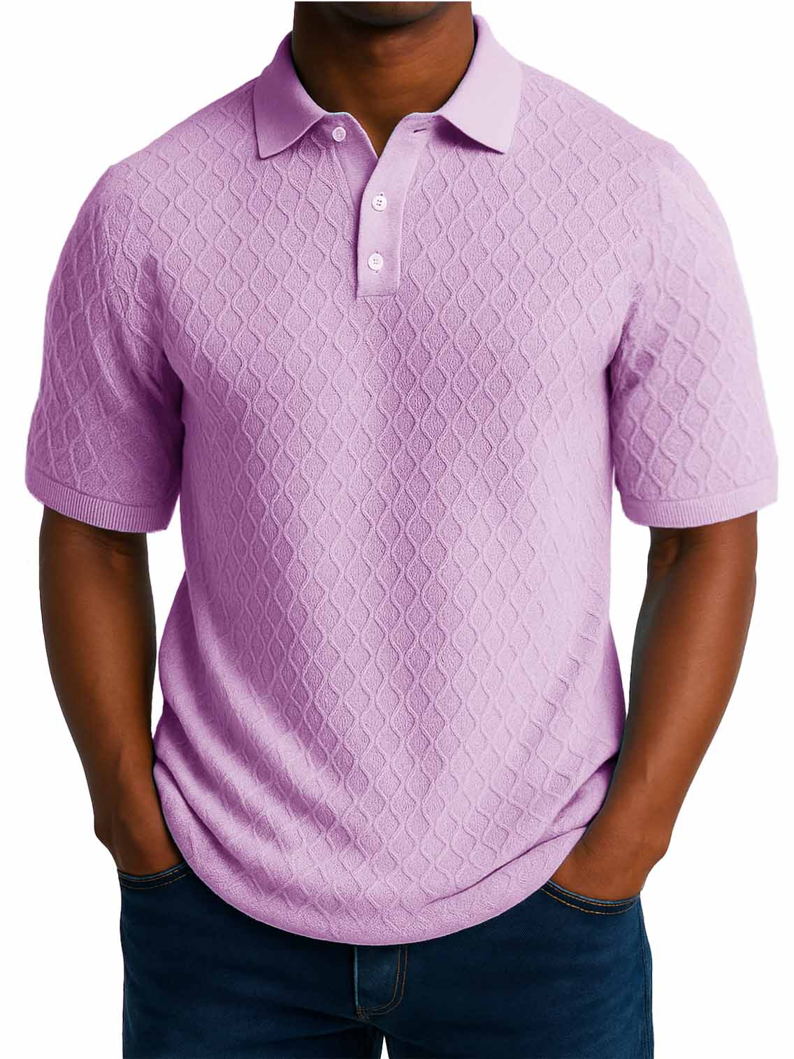 Men's Fashion Daily Casual Jacquard Fabric Short-sleeved Lapel Polo Shirt