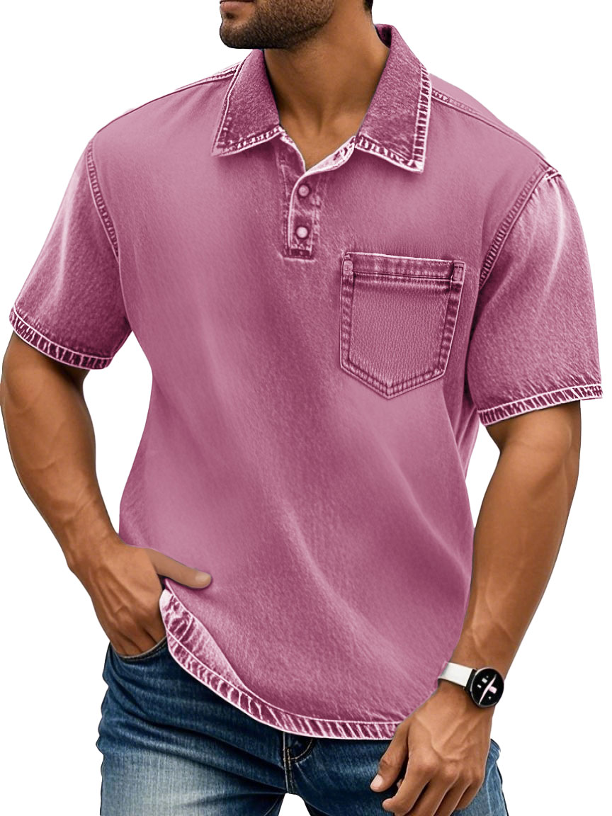 Men's Fashion Retro Lapel Cotton Short-sleeved Polo Shirt