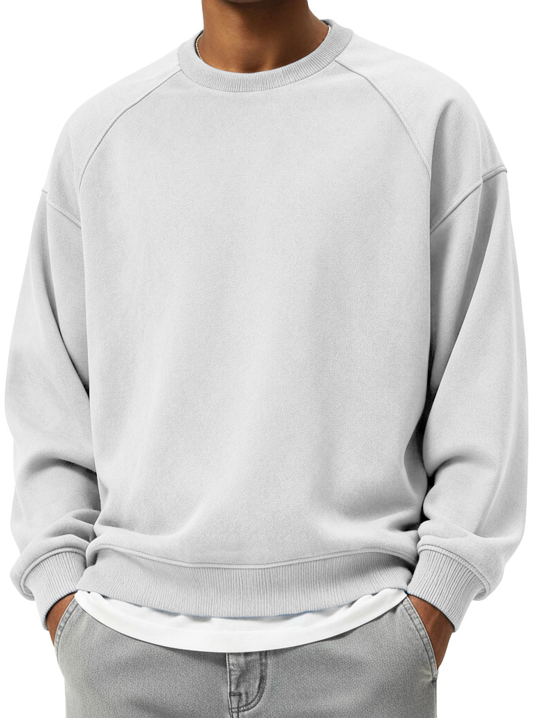 Men's Fashionable Sporty Distressed Long-Sleeve Crew Neck Sweatshirt