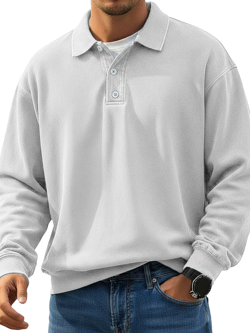 Men's Stylish Retro Lapel Long-sleeved Polo Shirt