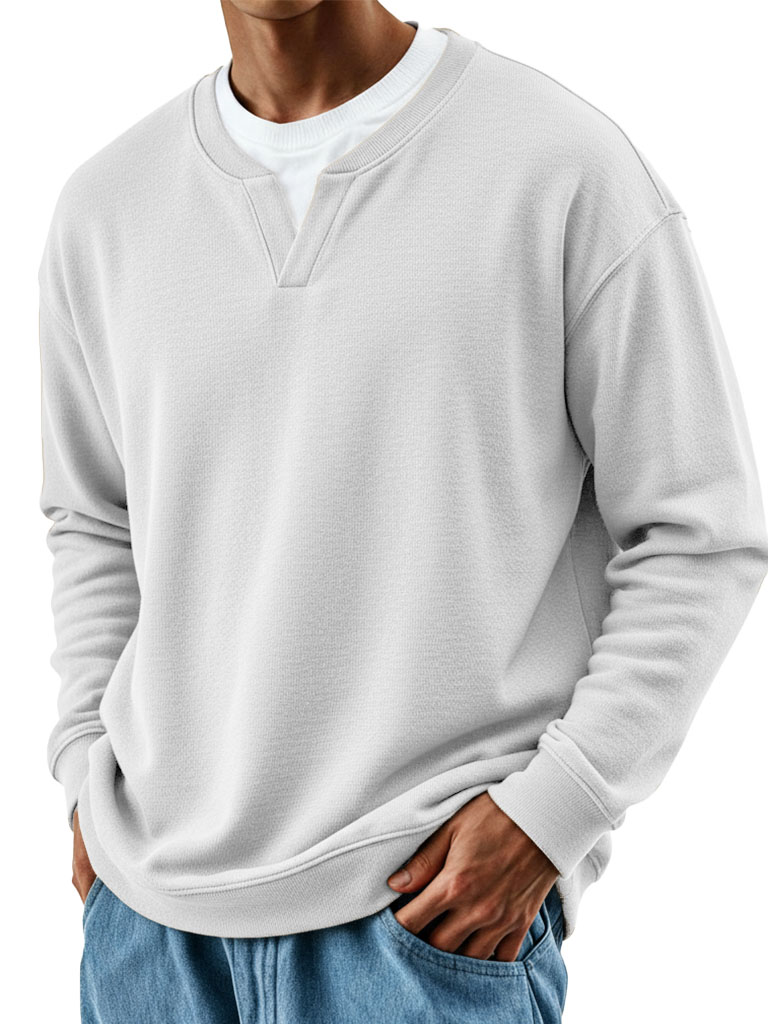 Men's Stylish Casual Retro V-neck Loose-fitting Long-sleeved Sweatshirt