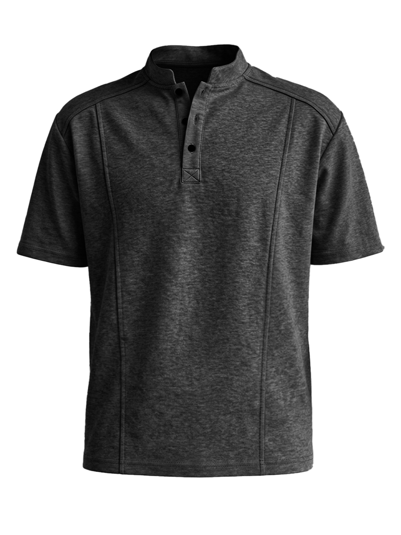 Men's Stand-up Collar Button-down Design Casual Short-sleeved Henley Shirt