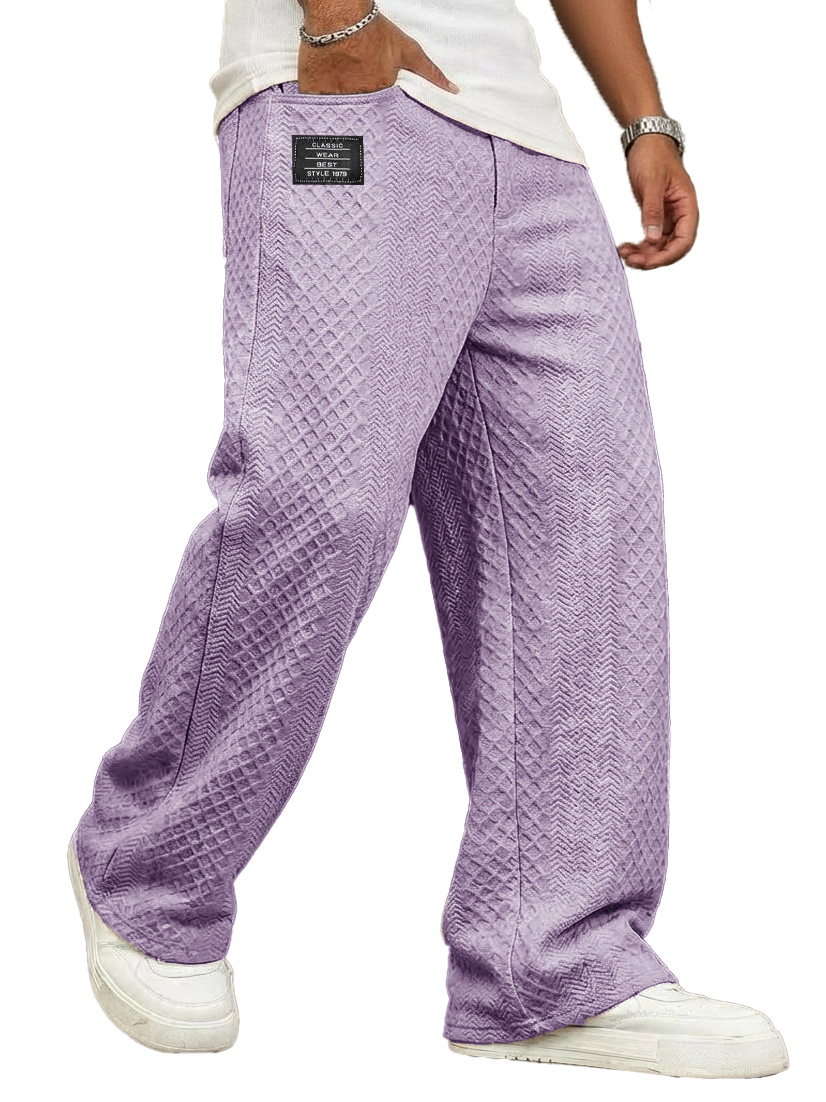Men's Fashionable Casual Jacquard Fabric Loose Pocket Trousers