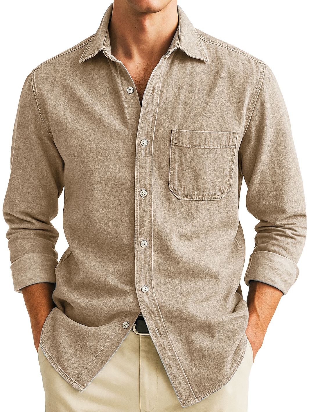 Men's Stylish Casual Retro Outdoor Pocket Long-sleeved Lapel Polo Shirt