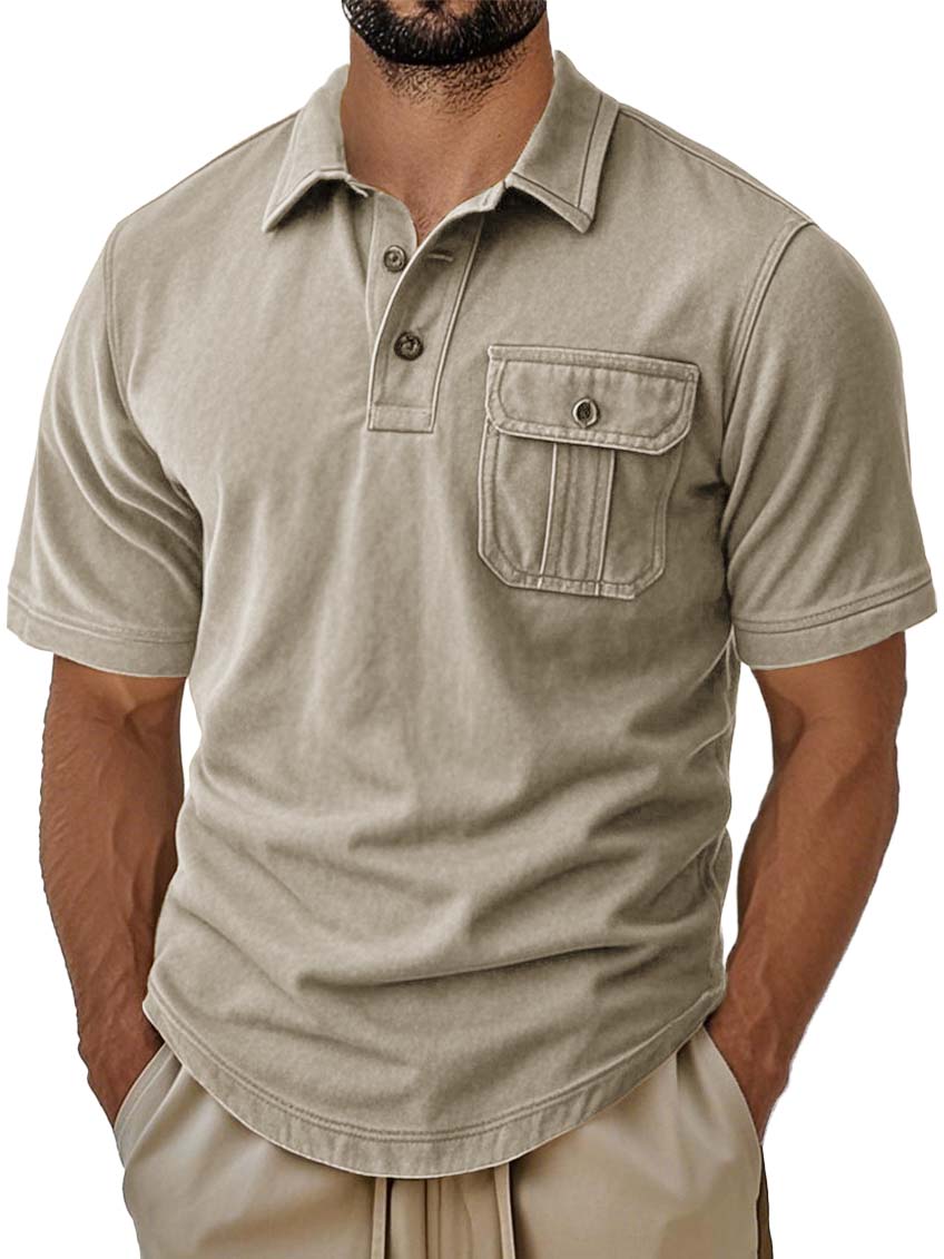 Men's Retro Fashion Workwear Lapel Short-sleeved Polo Shirt