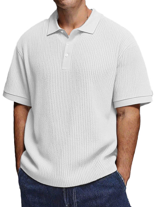 Men's Fashion Daily Textured Fabric Loose Pocket Lapel Polo Shirt