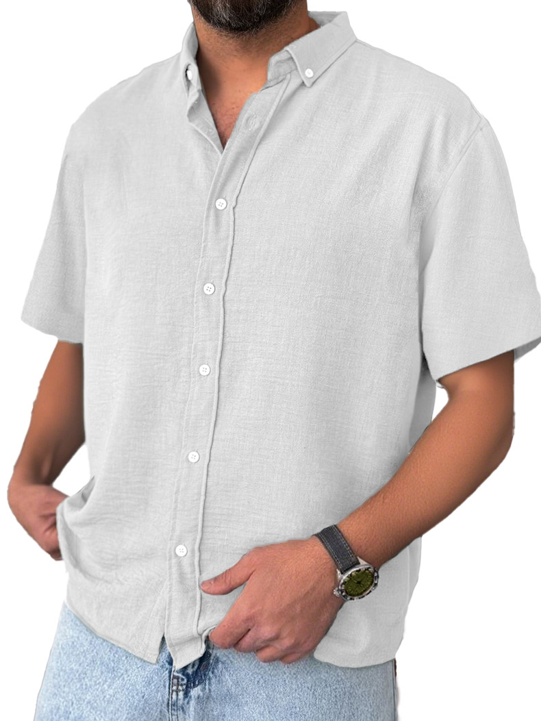 Men's Stylish And Comfortable Everyday Texture Fabric Short-sleeved Lapel Shirt