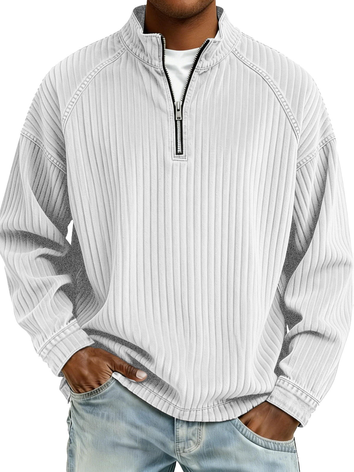 Fashionable Retro Strapless And Stand-collar Long-sleeved Top