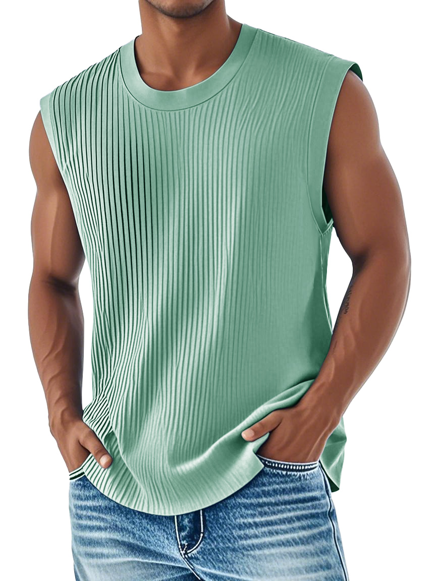 Men's Fashion Casual Comfortable Ribbed Fabric Sleeveless T-shirt
