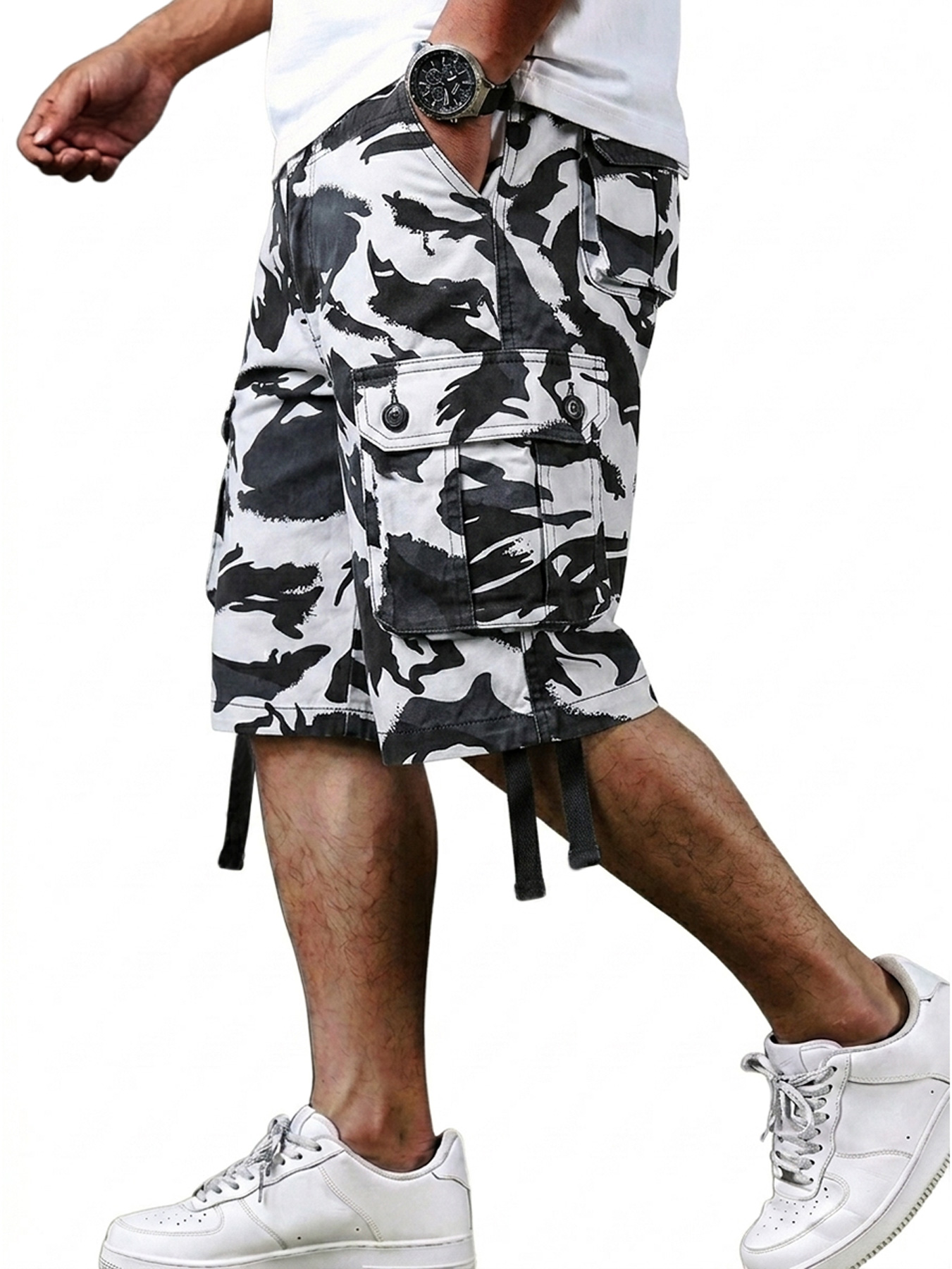 Men's Pure Cotton Camouflage Multi-pocket Casual Work Shorts