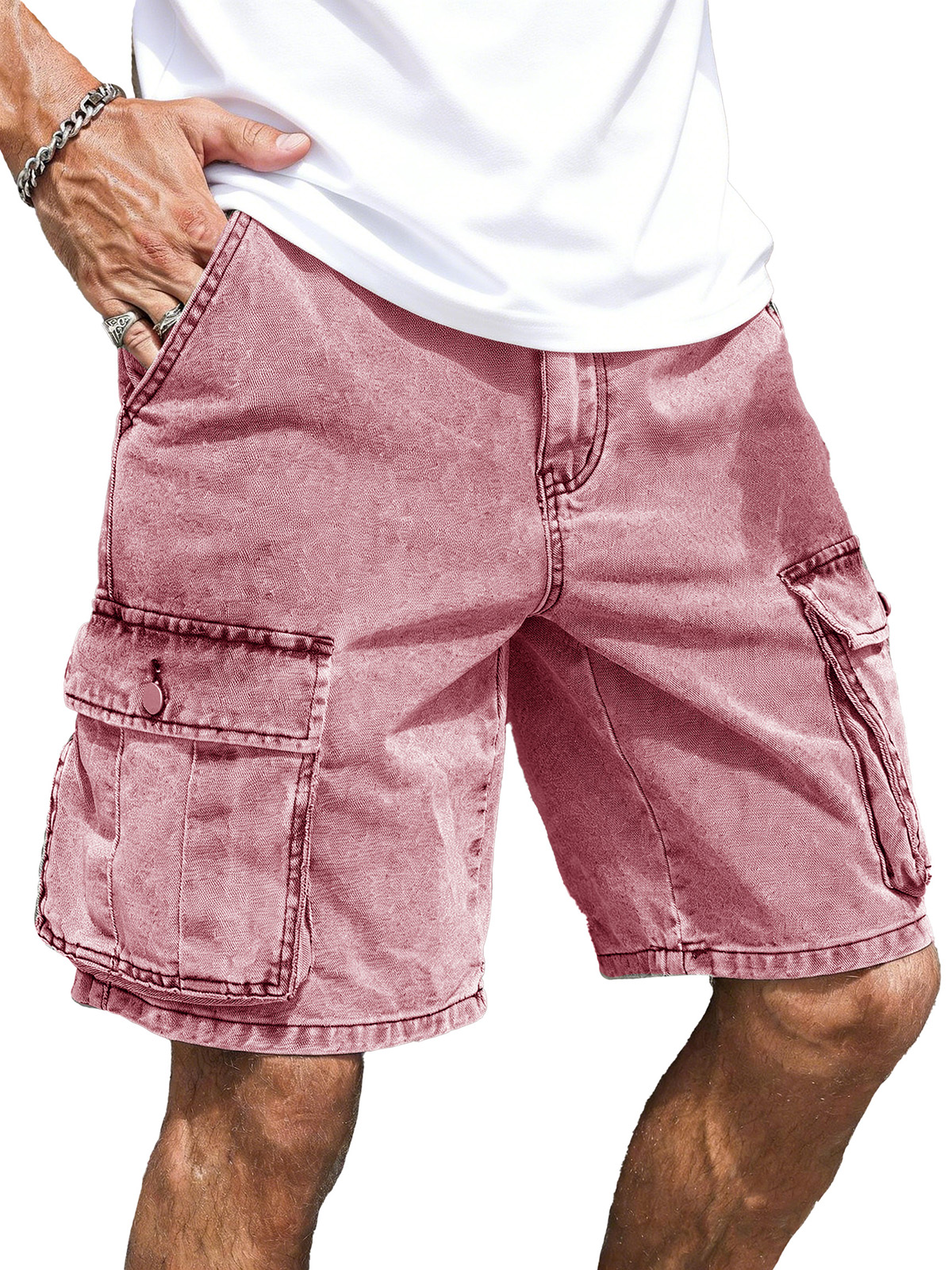 Men's Fashion Retro Loose Multi-Pocket Cargo Shorts