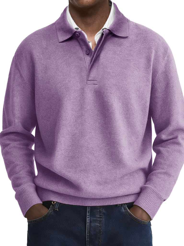 Men's Stylish Casual Retro Two-layer Placket Lapel Long-sleeved Polo Shirt