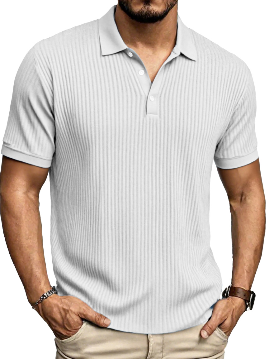 Men's Fashion Daily Striped Fabric Pocket Lapel Polo Shirt