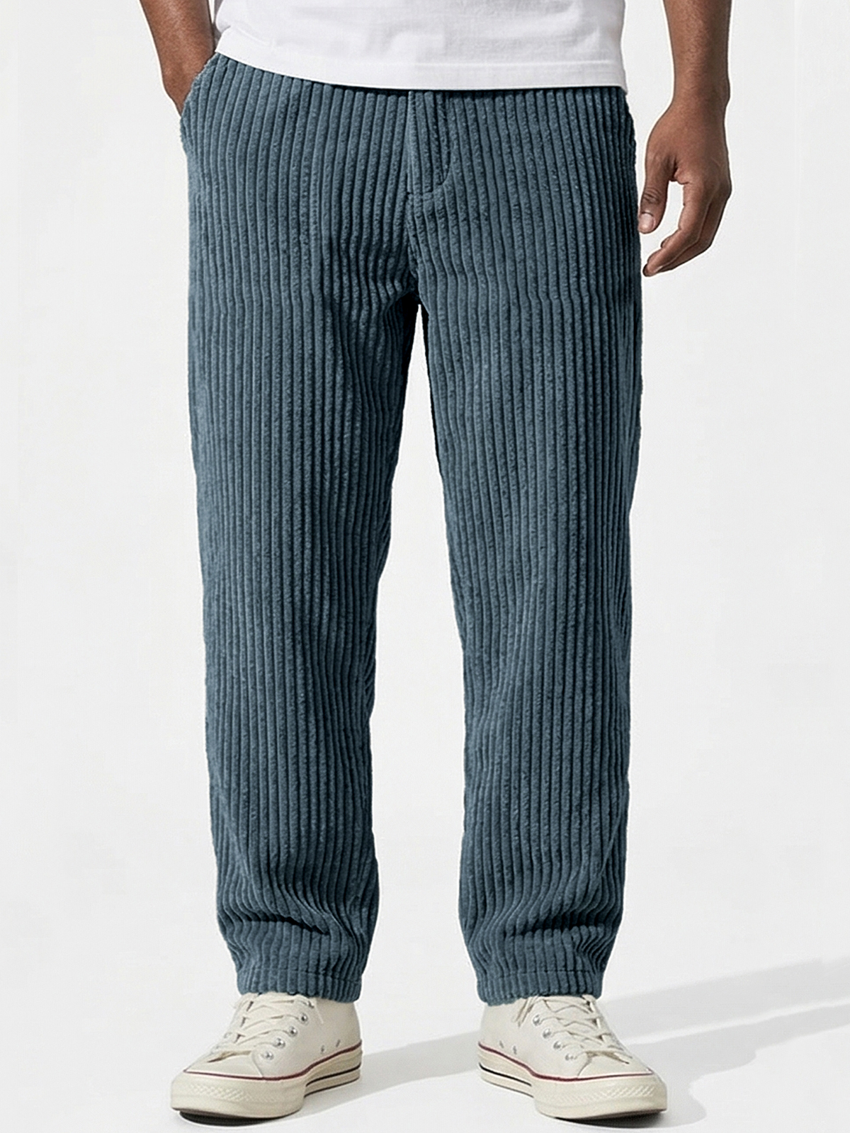 Men's Retro Casual Corduroy Trousers with Embroidered Label