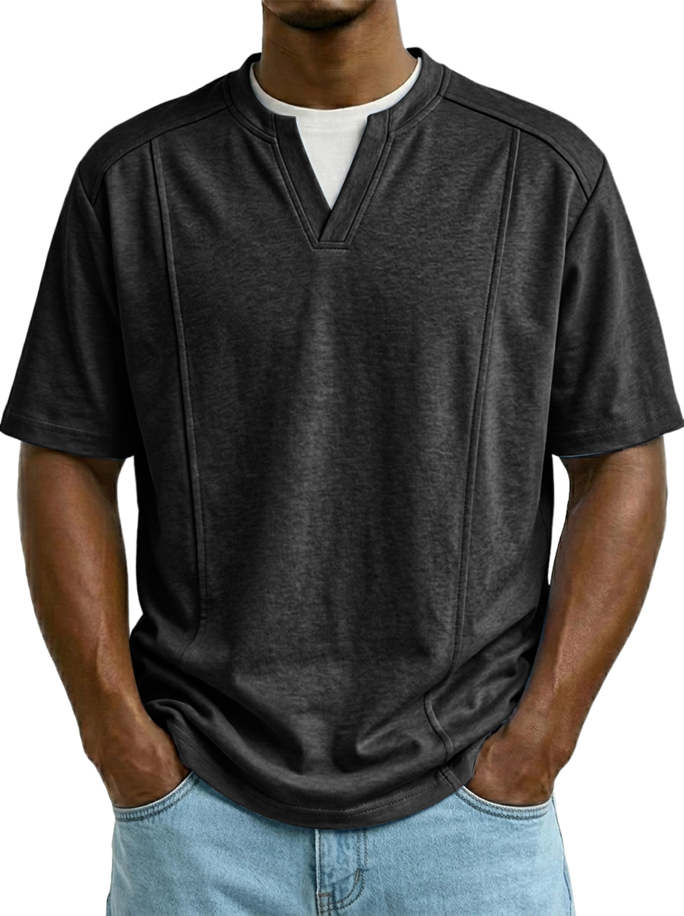 Men's Casual Faux Two-Piece Deconstructed Short-Sleeve T-Shirt