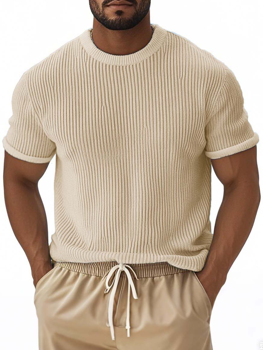 Men's Fashion Street Stripe Short-sleeved T-shirt