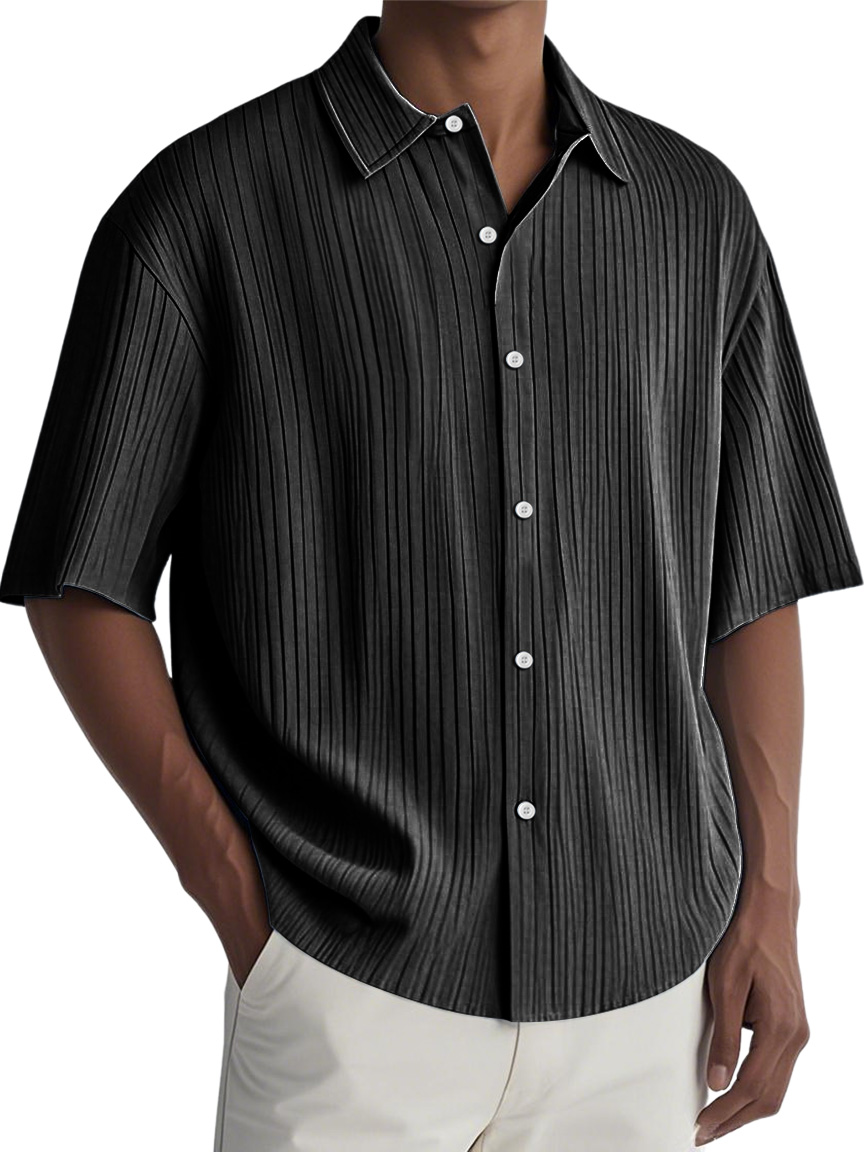 Men's Daily Ripped Casual Comfortable Solid Color Short-sleeved Shirt