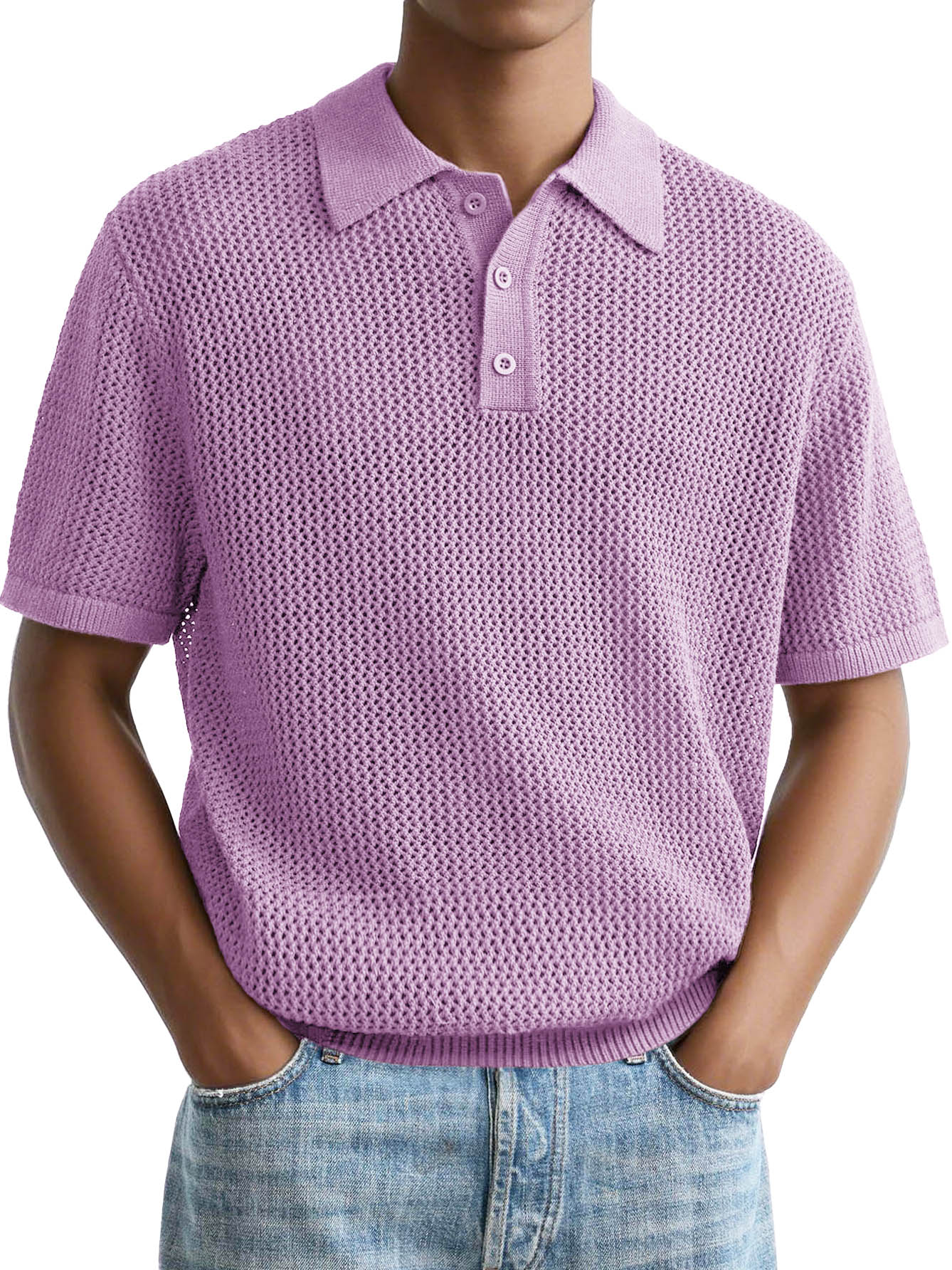 Men's Fashion Casual Retro Texture Fabric Short-sleeved Lapel Polo Shirt