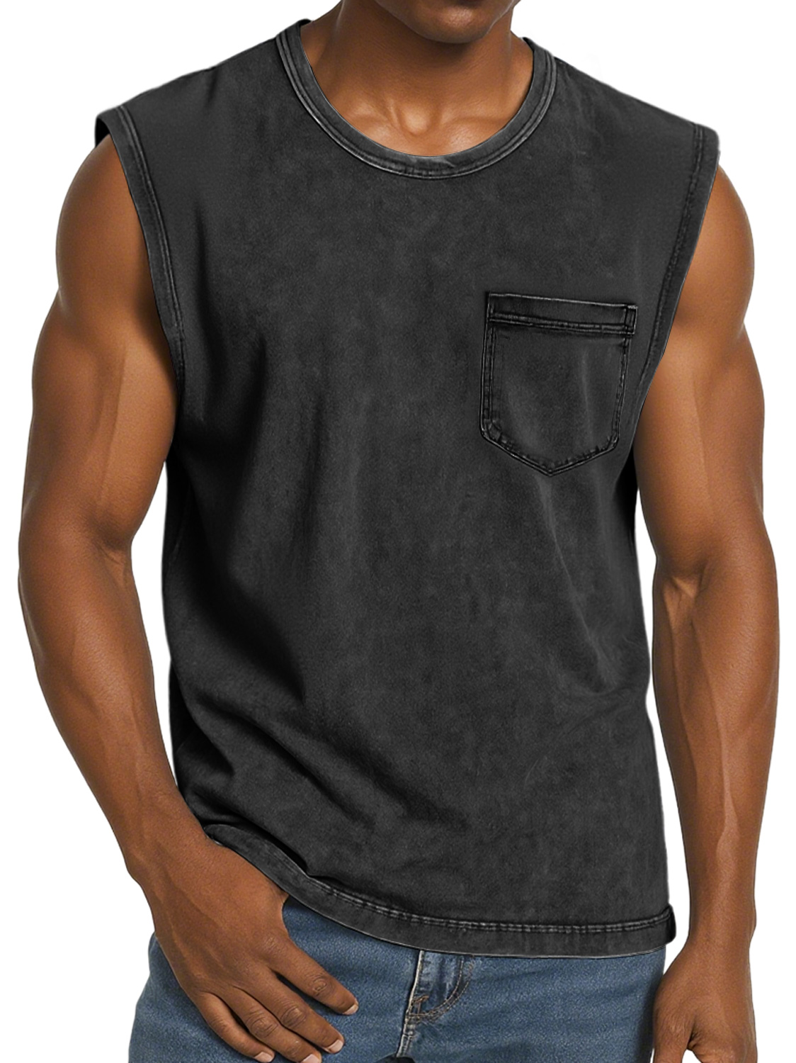 Men's Retro Round Neck Pocket Casual Comfort Sleeveless Vest