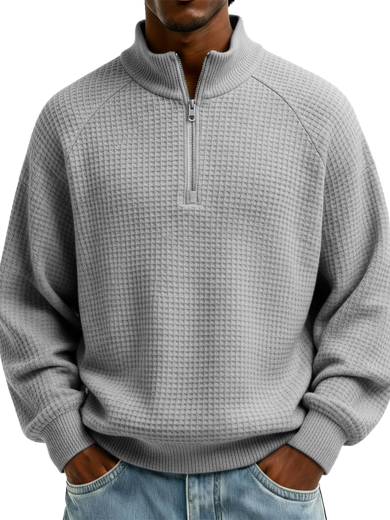 Men's Stylish Casual Loose-fitting Raglan Sleeve Stand-up Collar Long-sleeved Sweatshirt