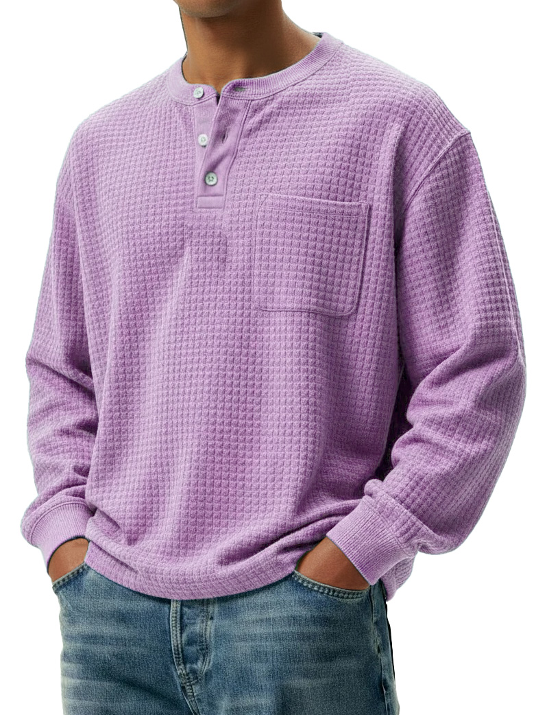 Men's Stylish Casual Retro Pocket Long-sleeved Henley Shirt