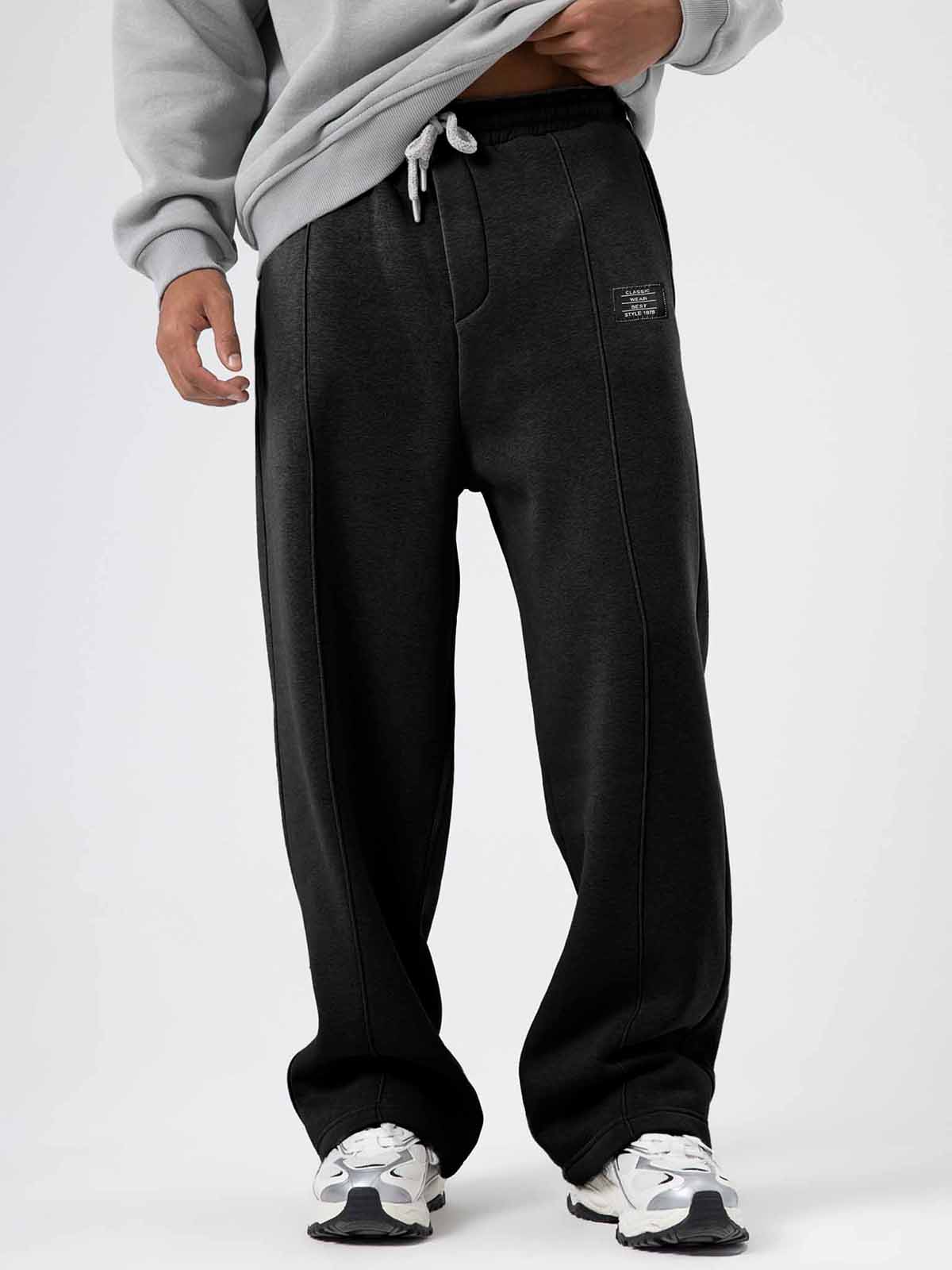 Men's Fashion Sporty Loose Logo Drawstring Pocket Trousers
