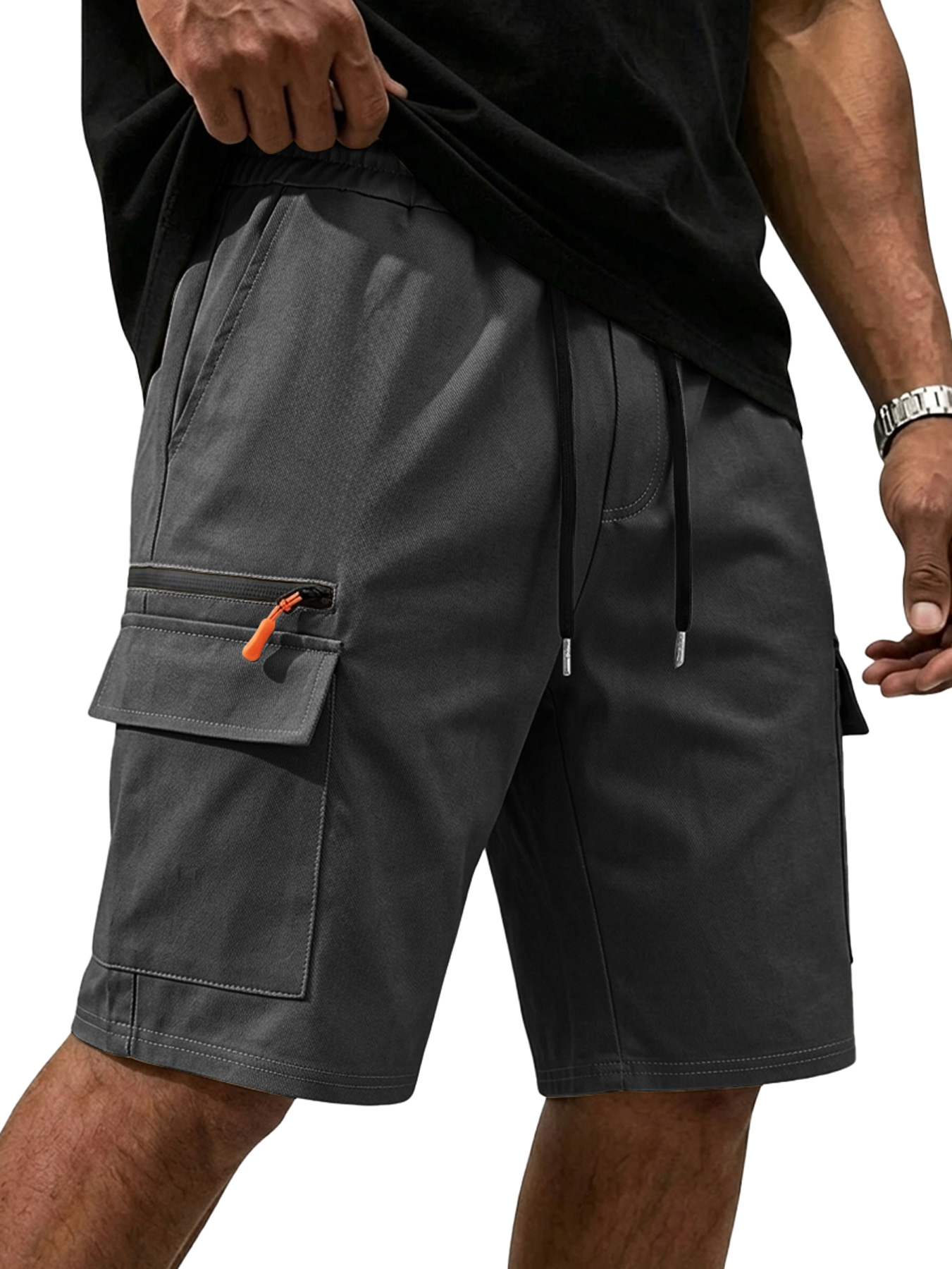 Men's Zippered Multi-Pocket Casual Cargo Shorts
