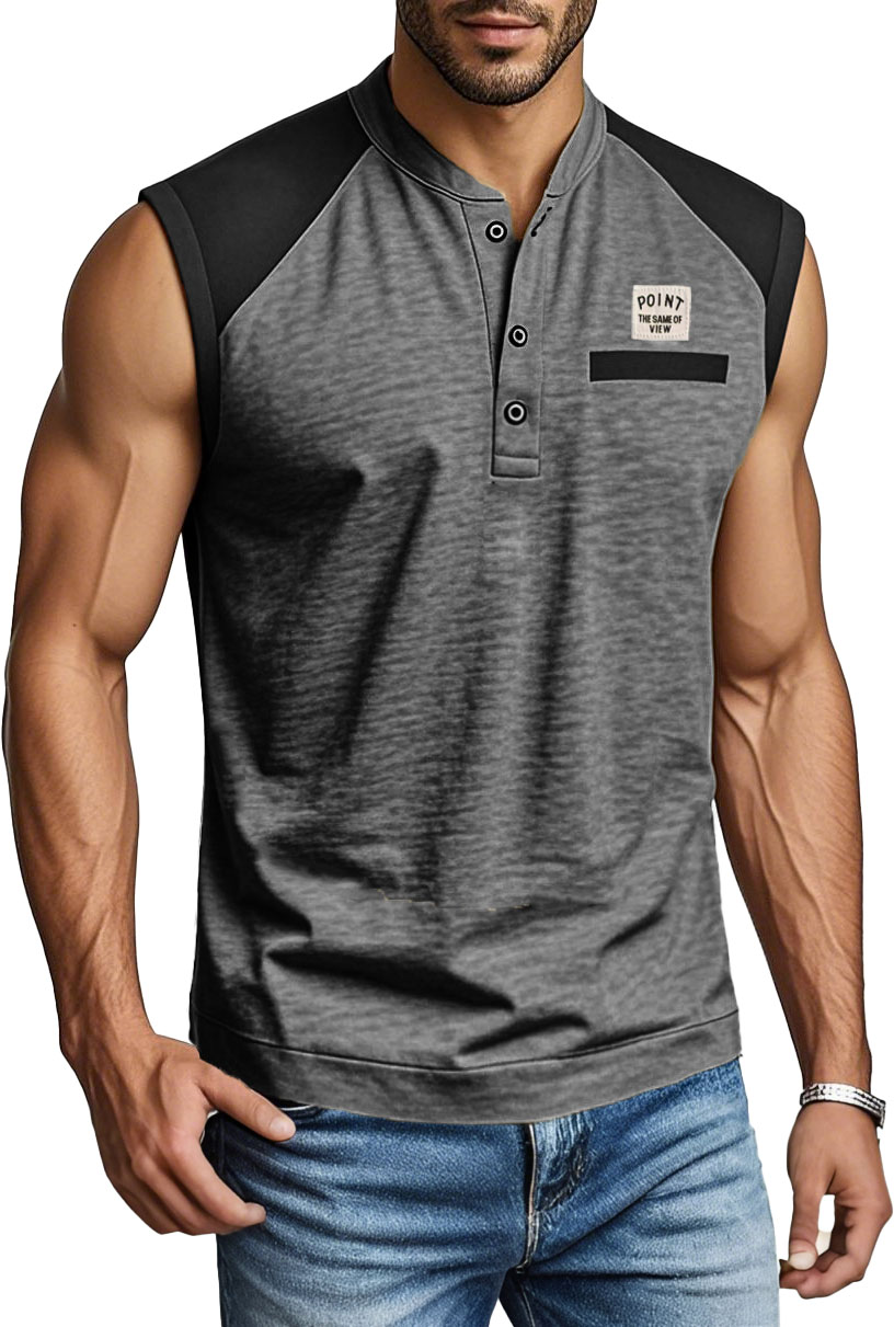 Men's Fashion Outdoor Sports Splicing Logo Vest