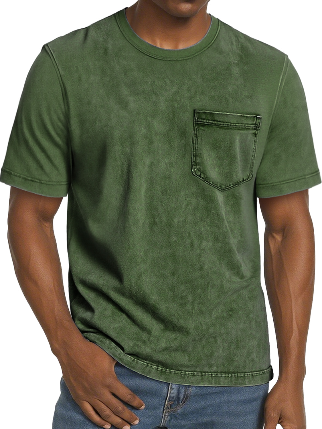 Men's Retro Casual Round Neck Pocket Comfortable Short Sleeve T-Shirt