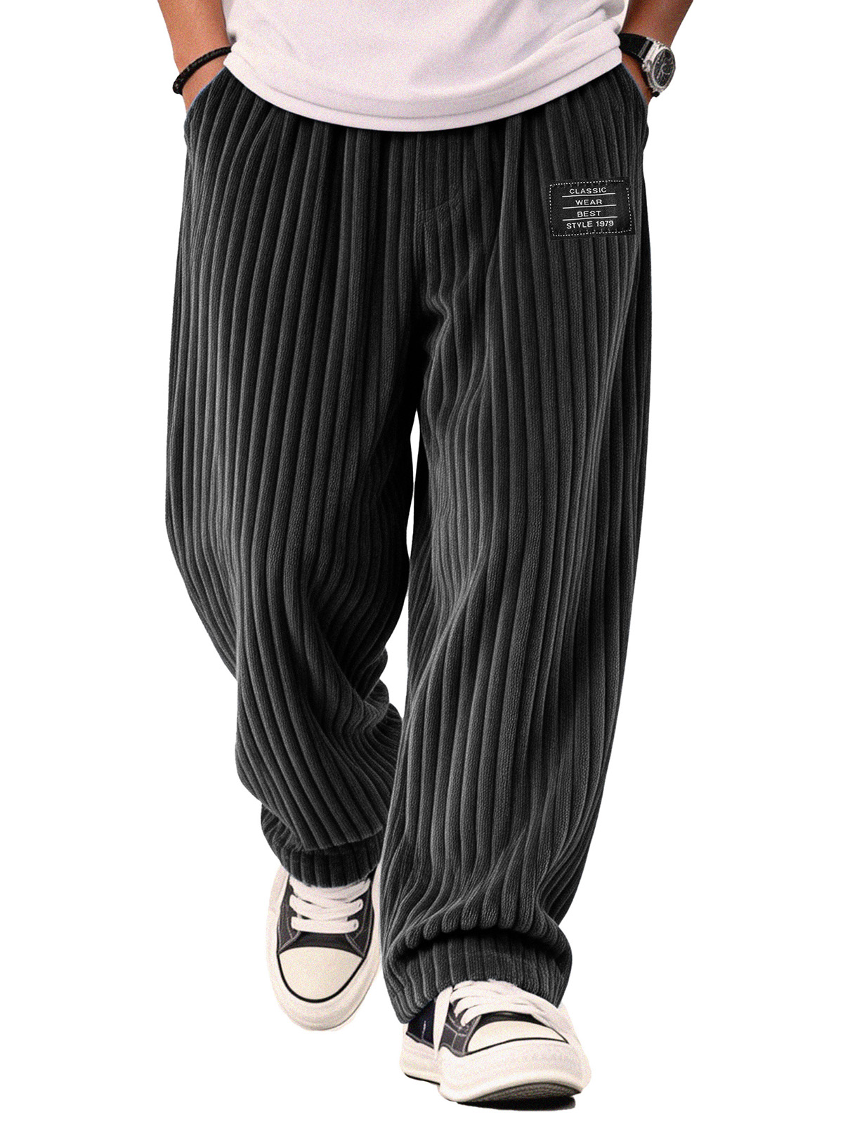 Stylish Casual Loose Corduroy Fabric Pocket Tether Pants