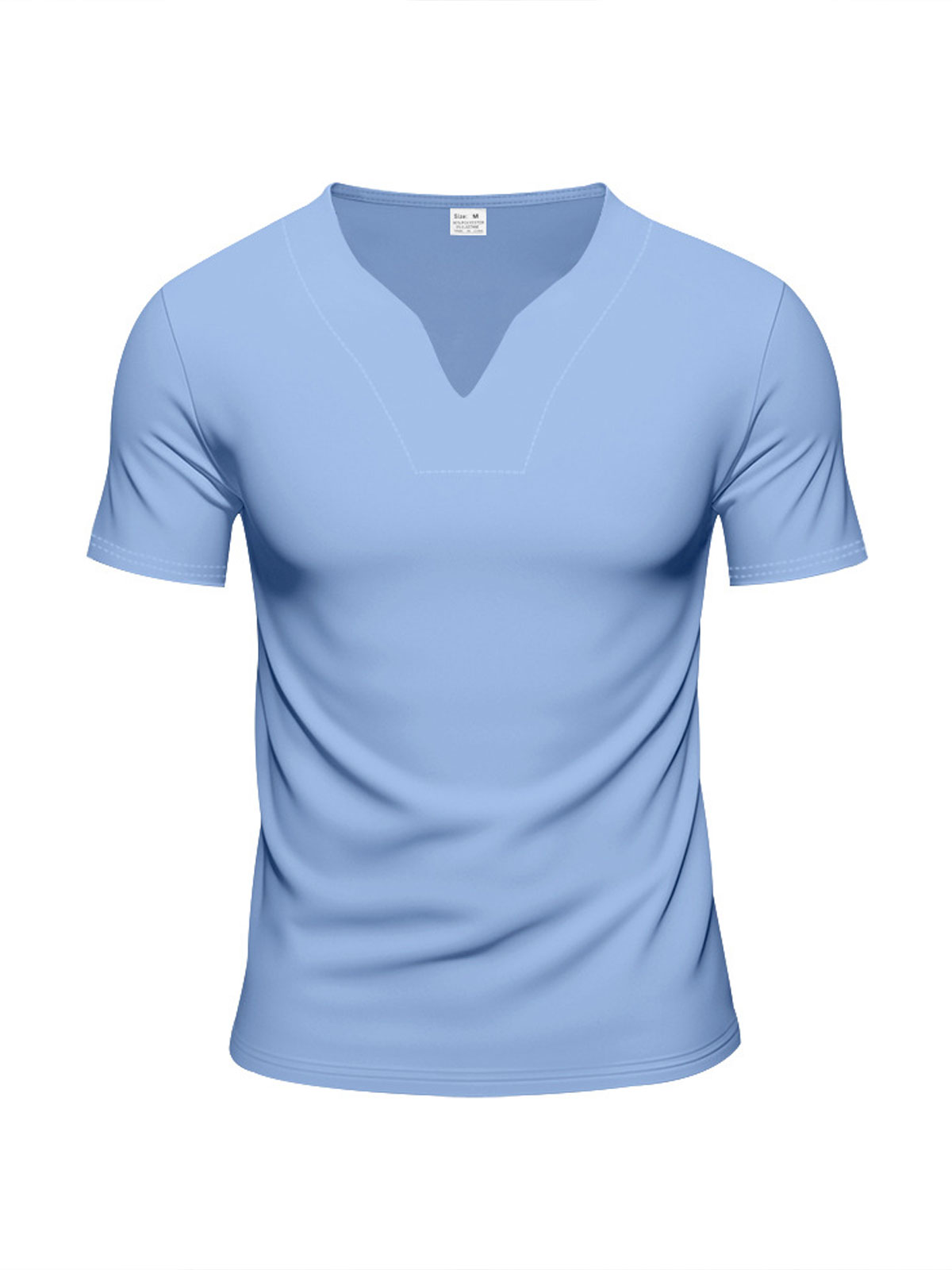 Men's Casual V-neck Solid Color Comfortable Short-sleeved T-shirt