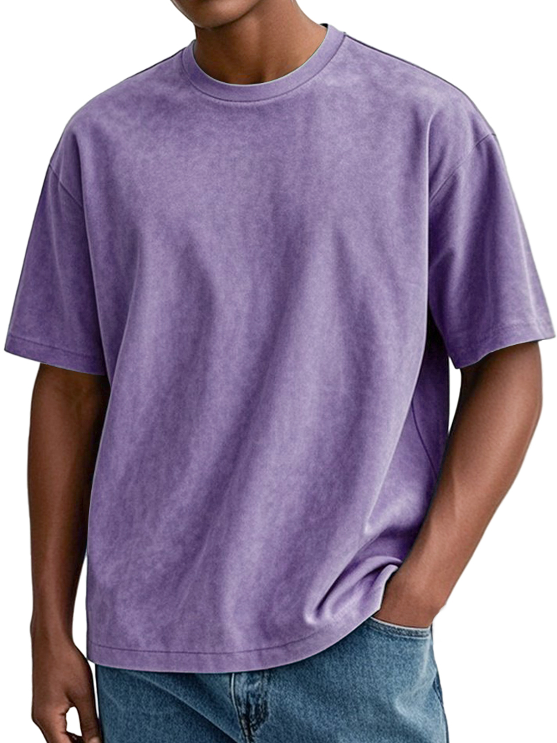 Men's Daily Round Neck Suede Casual Comfortable Short-sleeved T-shirt