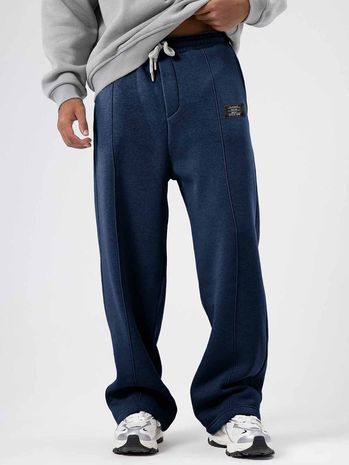 Men's Fashion Sporty Loose Logo Drawstring Pocket Trousers