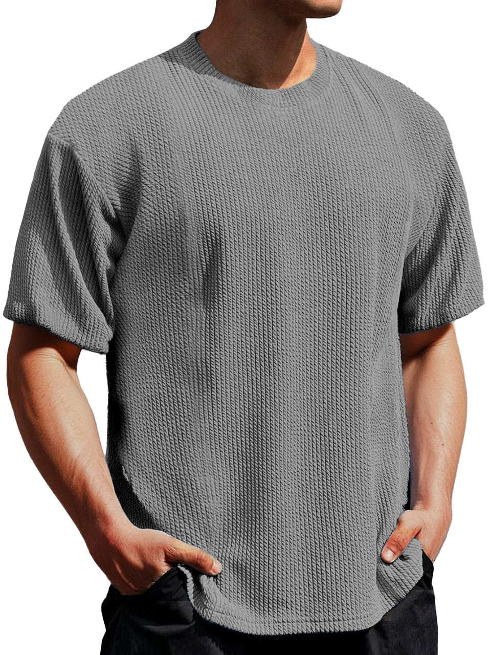 Men's Simple Everyday Texture Round Neck Short-sleeved T-shirt